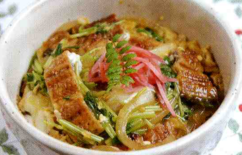 うなたま丼と豆と野菜のサラダ