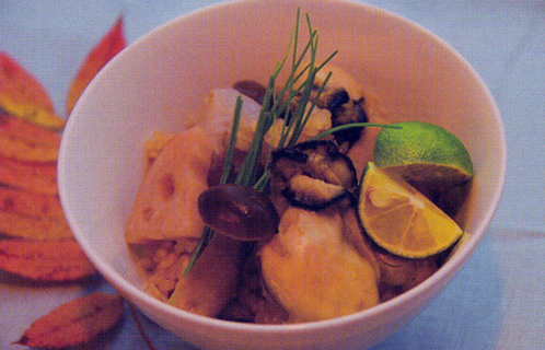 カキと冬野菜の炊き込みご飯とゴボウのコトコト養老煮