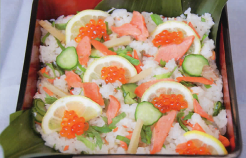 さっぱり親子のちらしずしと夏野菜のからし酢みそ添え