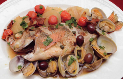 アクアパッツァとトマトのライス詰め