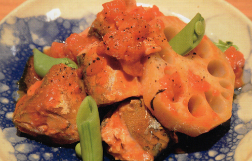 サバのトマト煮とカブと鶏肉のあんかけ