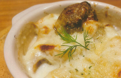 リンゴとホタテのグラタンと洋風タケノコご飯